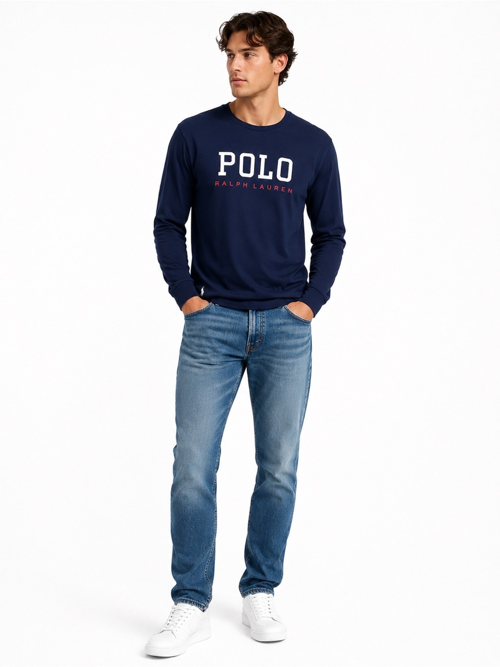 Polo Ralph Lauren Classic Fit Long Sleeve Logo T-Shirt Navy Blue Men’s Small Gra